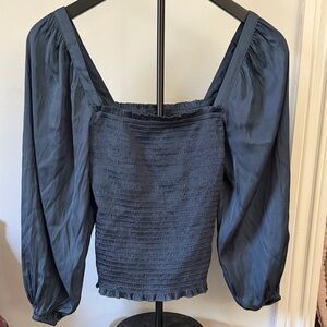 Jcrew smocked satin top